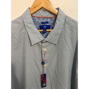 Egara Mens 3XLT Slim Fit Blue Polka Dot Cotton Button Down Shirt NWT